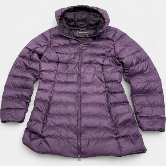 Eddie Bauer Women's 650 EB Down Cirruslite Hooded Purple Winter Puffer Jacket M - Picture 5 of 15